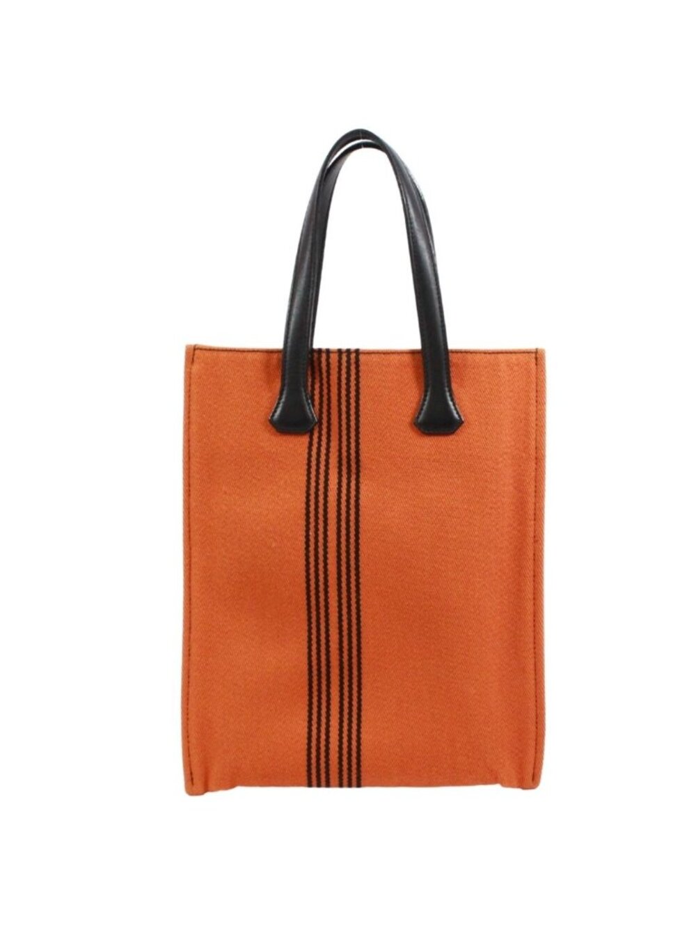 Hermes Potamos Cabas PM Leather Canvas Orange Black Tote Bag